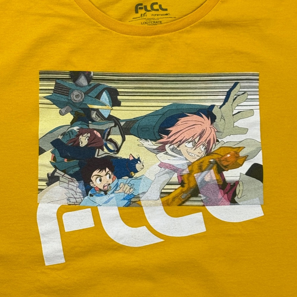 FLCL Fooly Cooly Anime T Shirt Mens 3XL Loot Crate Funimation Exclusive Yellow